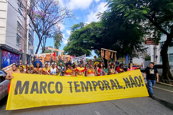 Protesto contra Marco Temporal reúne indígenas e sociedade civil