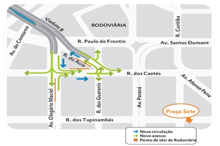 Alterações de circulação na Av. Olegário Maciel, Rua dos Caetés e Rua do Acre