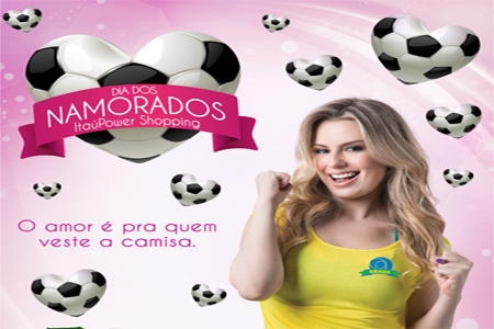 Camisa para torcer pelo Brasil faz parte da promoção do dia dos namorados do Shopping Itaú