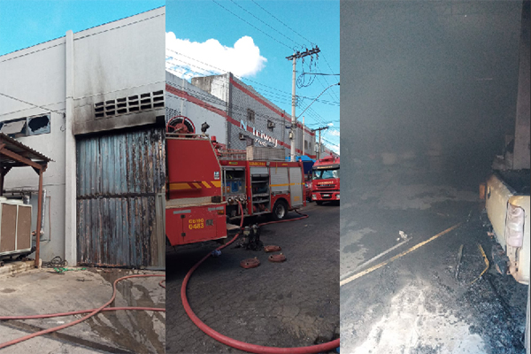Incêndio destrói fábrica de caixas plásticas