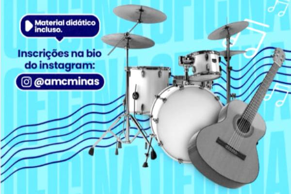 Associação de Contagem oferece oficinas gratuitas de violão e bateria