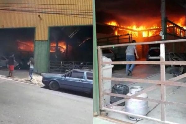 Centro automotivo é parcialmente destruído por incêndio em Contagem