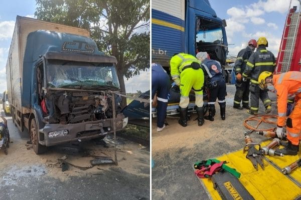 Colisão deixa vítimas retidas em veículo na BR-040