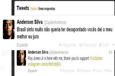 Anderson Silva pede desculpa aos Brasileiros pelo Twitter
