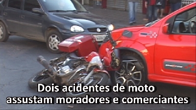 Dois acidentes de moto assustam moradores e comerciantes